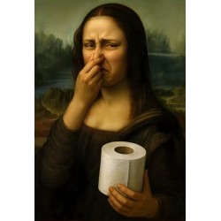 Affiche murale sur toile Mona Lisa, motif toilettes