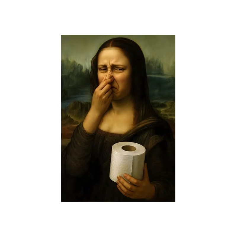 Affiche murale sur toile Mona Lisa, motif toilettes