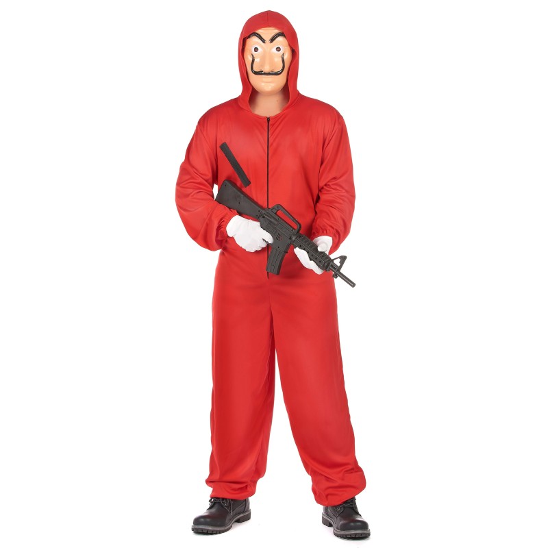Déguisement combinaison voleur rouge adulte