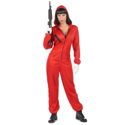 Déguisement combinaison voleur rouge adulte